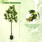 Costway 1/2 PCS 5.2 FT Tall Artificial Lemon Tree with Lemon Fruits, Cement Pot for Porch, Office
